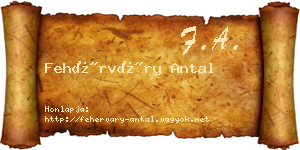 Fehérváry Antal névjegykártya